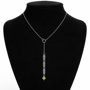 Custom One Of A Kind Chainmaille Necklace With Jade Bead 22"